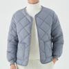 Qolkmuiy-GJ Mens Long-Sleeved Diamond Quilted Jacket Winter Warm Padded Coats Outwear Thicken Solid V Neck Cotton Coat (Blue 1,3X-Large) view 2