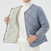 Qolkmuiy-GJ Mens Long-Sleeved Diamond Quilted Jacket Winter Warm Padded Coats Outwear Thicken Solid V Neck Cotton Coat (Blue 1,3X-Large) view 4