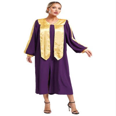 Aislor Women's Cassock Robe Church Robe Choir Christian Priest Long Robes Halloween Cosplay Costume Purple Large