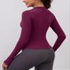 LOMON Long Sleeve Fall Workout Tops Womens Crop Quarter Half Zip Pullover Athletic Yoga Shirts Running Wear(Wine,Medium) view 2
