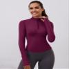 LOMON Long Sleeve Fall Workout Tops Womens Crop Quarter Half Zip Pullover Athletic Yoga Shirts Running Wear(Wine,Medium) view 3