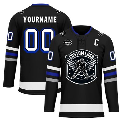 Onegam Custom Ice & Field Hockey Jersey for Men Women Youth, Personalized Practice Training Team Uniform Sports Outfit Black Gray