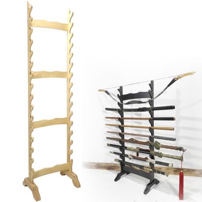 CTXDLK Vertical Display Stand Sword Hanger, 6-16 Layer Multilayer Floor Standing Sword Rack, Weapon Racks Martial Arts Sword Stands, Storing Various Swords and Long Weapons (Wood Color 16)