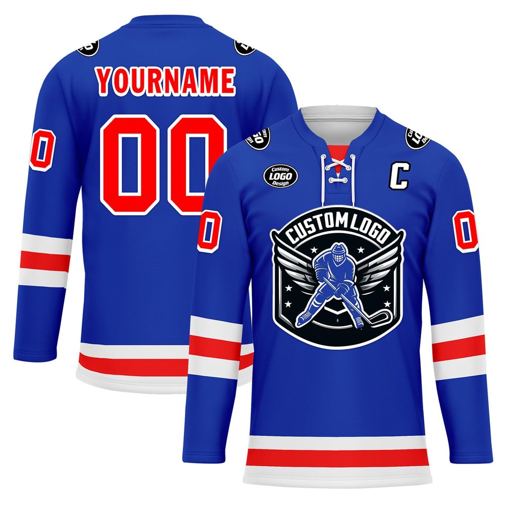Onegam Custom Ice & Field Hockey Jersey for Men Women Youth, Personalized Practice Training Team Uniform Sports Outfit Blue Red