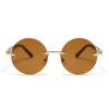 helena Trendy Oval Rimless Sunglasses Women Designer Round Shades Eyewear Men brown green Sun Glasses Female UV400 (C3) view 1