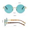 helena Trendy Oval Rimless Sunglasses Women Designer Round Shades Eyewear Men brown green Sun Glasses Female UV400 (C3) view 3