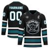 Onegam Custom Ice Hockey Jersey for Men Women Youth, Personalized Team Name Number Logo Practice Training Team Uniform Black Cyan view 1