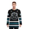 Onegam Custom Ice Hockey Jersey for Men Women Youth, Personalized Team Name Number Logo Practice Training Team Uniform Black Cyan view 2