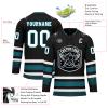Onegam Custom Ice Hockey Jersey for Men Women Youth, Personalized Team Name Number Logo Practice Training Team Uniform Black Cyan view 3