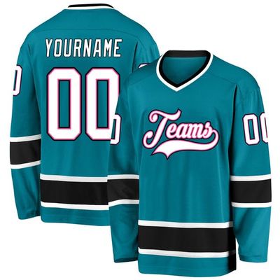 Personalized Hockey Jersey, Hockey Jersey Youth, Hockey Jersey, Hockey Jerseys for Men, Custom Hockey Jersey, Custom Teal White-Black Hockey Jersey, Black Hockey Jersey, Green Hockey Jersey