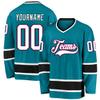 Personalized Hockey Jersey, Hockey Jersey Youth, Hockey Jersey, Hockey Jerseys for Men, Custom Hockey Jersey, Custom Teal White-Black Hockey Jersey, Black Hockey Jersey, Green Hockey Jersey view 1