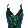 JEKE-DG Women's Spaghetti Strap V Neck Sequin Dress Slim Fit Elegant Prom Dress Sexy Sparkly Wedding Party Dresses (Green,Medium) view 3