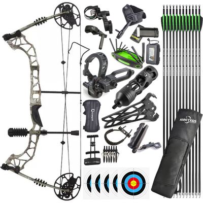 ZSHJGJR Compound Bow Set, Draw Weight 35-70lbs Adjustable,Hunting&Targeting,Compound Bow and Arrow Set,Draw Length 16-30",up to IBO 320FPS,Package with Archery Hunting Accessories (Forest Camo)