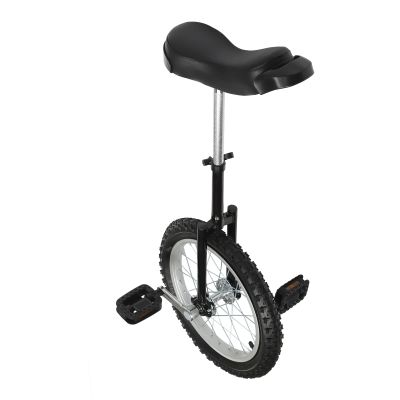 16/24 Inch Wheel Unicycle with Steel Rim, Unicycle Electric Wheel Skidproof Mountain Tire Cycling Sports Exercise with Adjustable Seat, Adults Kids Outdoor Sports Fitness Exercise Tool (24Inch Black)