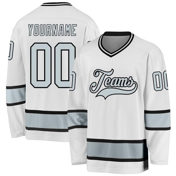 Personalized Hockey Jersey, Hockey Jerseys for Men, Hockey Jersey, Hockey Jersey Youth, Custom Hockey Jersey, Custom White Silver-Black Hockey Jersey, Green Hockey Jersey, Black Hockey Jersey
