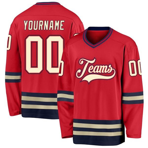 Personalized Hockey Jersey, Hockey Jerseys for Men, Custom Hockey Jersey, Hockey Jersey, Hockey Jerseys, Custom Red Cream-Navy Hockey Jersey, Green Hockey Jersey, Black Hockey Jersey