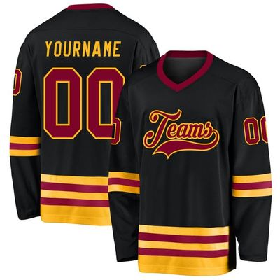 LELEOLINK Personalized Hockey Jersey, Men's Custom Hockey Jersey, Black, Large-6X-Large, Long Sleeve, V-Neck, Polyester, Moisture Wicking, Customizable, Hockey Players, Sports Fans