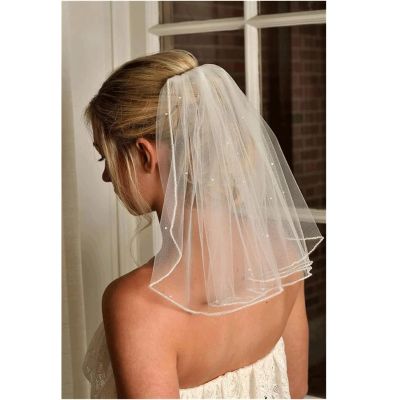 Rieort Bridal Veil Bridal Tulle Polyester Bridal Veil 1 Layer Veils Pencil Edge Bridal Tulle Veil 40cm Head Veil for Photo Taking Wedding Veil Breathable