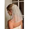 Rieort Bridal Veil Bridal Tulle Polyester Bridal Veil 1 Layer Veils Pencil Edge Bridal Tulle Veil 40cm Head Veil for Photo Taking Wedding Veil Breathable view 2