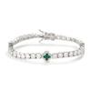 LuxeFlex 4mm Iced Out Clover Tennis Bracelet, White Gold Plated with 5A Zircon Stones, Handmade exquisite Hip Hop Jewelry, Perfect Unisex Gift (White Gold-Green,7) view 1