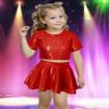 Happy Cherry Girls 2 Piece Skirt Set Girls Metallic Sparkly Shiny Pleated Skirt 2 Piece Crop Top + Mini Skirt Set Jazz Hip Hop Performance Dancewear Outfits view 3