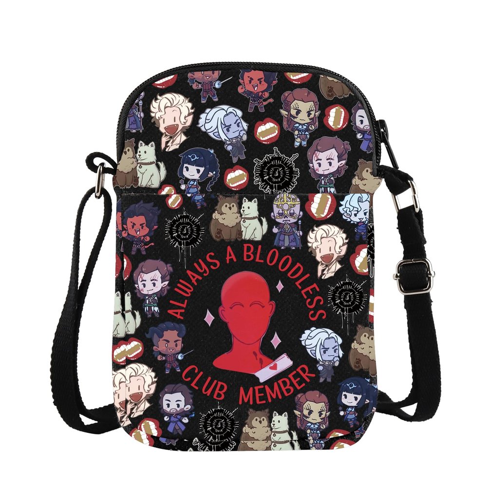 BG3 Game Inspired Crossbody Bag Bloodless Astarion Gift Vampire Gift High Elf Gaming Alway A Bloodless Club Member Bag (BloodlessCrossBlk)