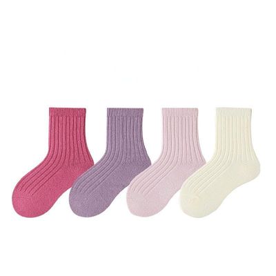 XYLTRADE Children's Winter Warm Wool Solid Color Socks Kids Boy Girls Hiking Thermal Boot Crew Socks 4 Pairs z02z4pcs S