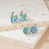 YOQUCOL 2 Pairs 8MM Aurora Blue-Green Color Zirconia Crystal Clip On Earrings Non Pierced Stud Earrings For Women view 4