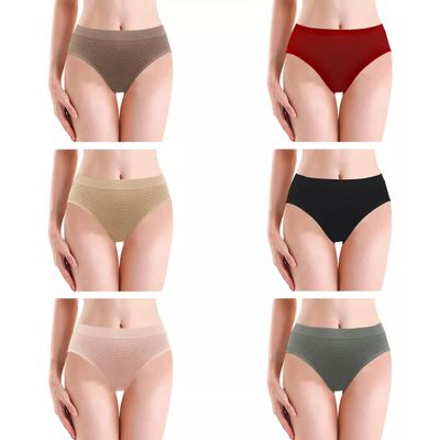 Dozen Soft and Comfortable Bikini Panties for Women Microfiber Various Colors Youth Lingerie, Brown, Red, Beige, Black, Pink, Coffee, Talla nica