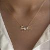 SHINELIZ Initial Heart Necklaces Women, Gemstone Solitaire Pendant Charm, Cute CZ Stone 3D Initials Letters, Dainty Personalized Jewelry Gift, 925 Sterling 14k Gold Plated view 2