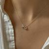 SHINELIZ Initial Heart Necklaces Women, Gemstone Solitaire Pendant Charm, Cute CZ Stone 3D Initials Letters, Dainty Personalized Jewelry Gift, 925 Sterling 14k Gold Plated view 4