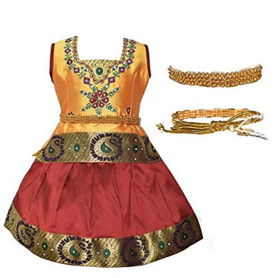 INDIA MADE Girls Traditional Lehenga Choli RATHI CHILD PATTU(AMFRPSTGM)-5799