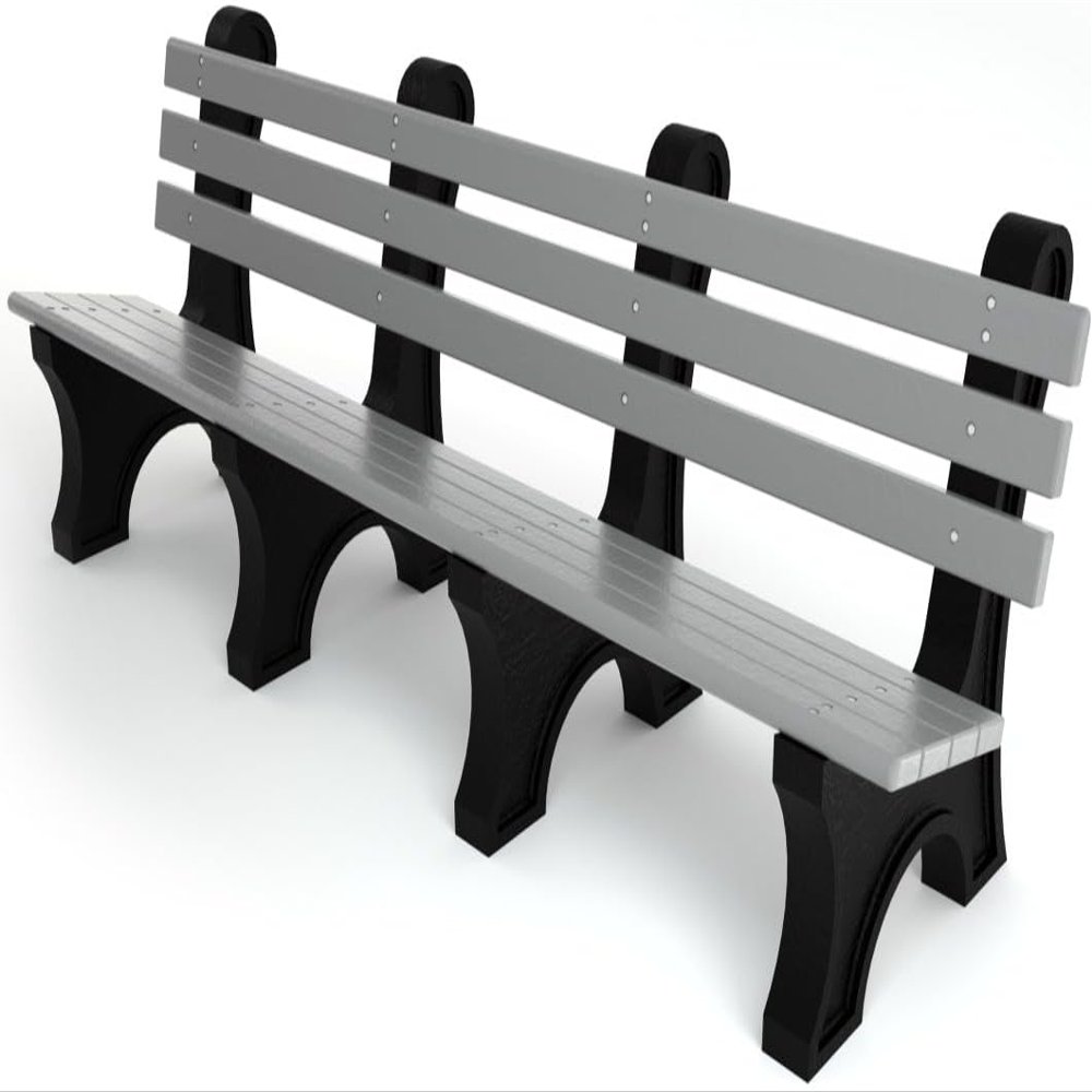 Frog Furnishings Comfort Park Avenue Tennis Court Bench, 8-Foot (Gray)