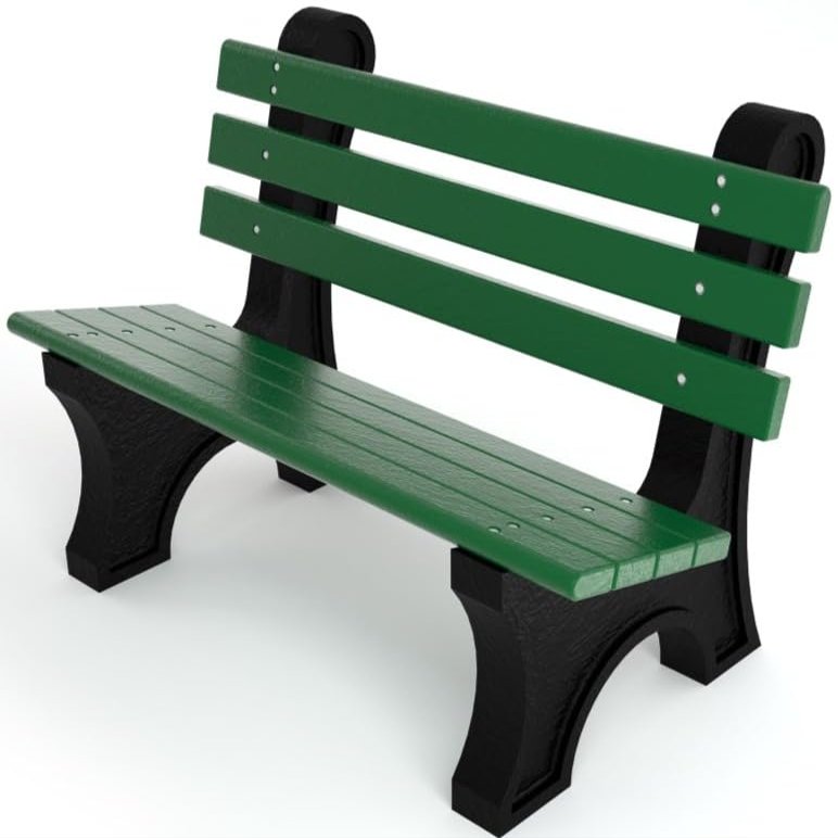 Frog Furnishings Comfort Park Avenue Tennis Court Bench, 4-Foot (Green)
