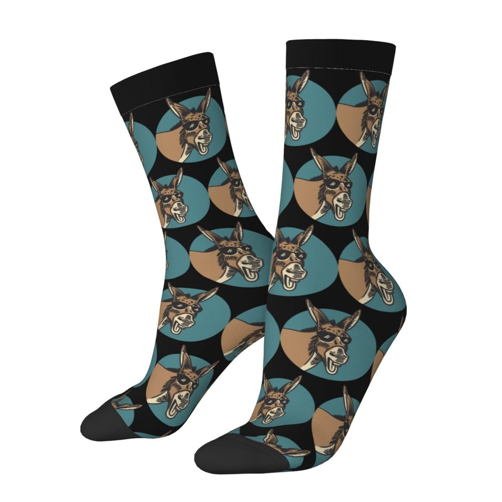 AWESOWE The Donkey Laughing And Wearing Glasses Socks For Men Women Gift Sport Wicking Crew Socks Warm Cozy Socks