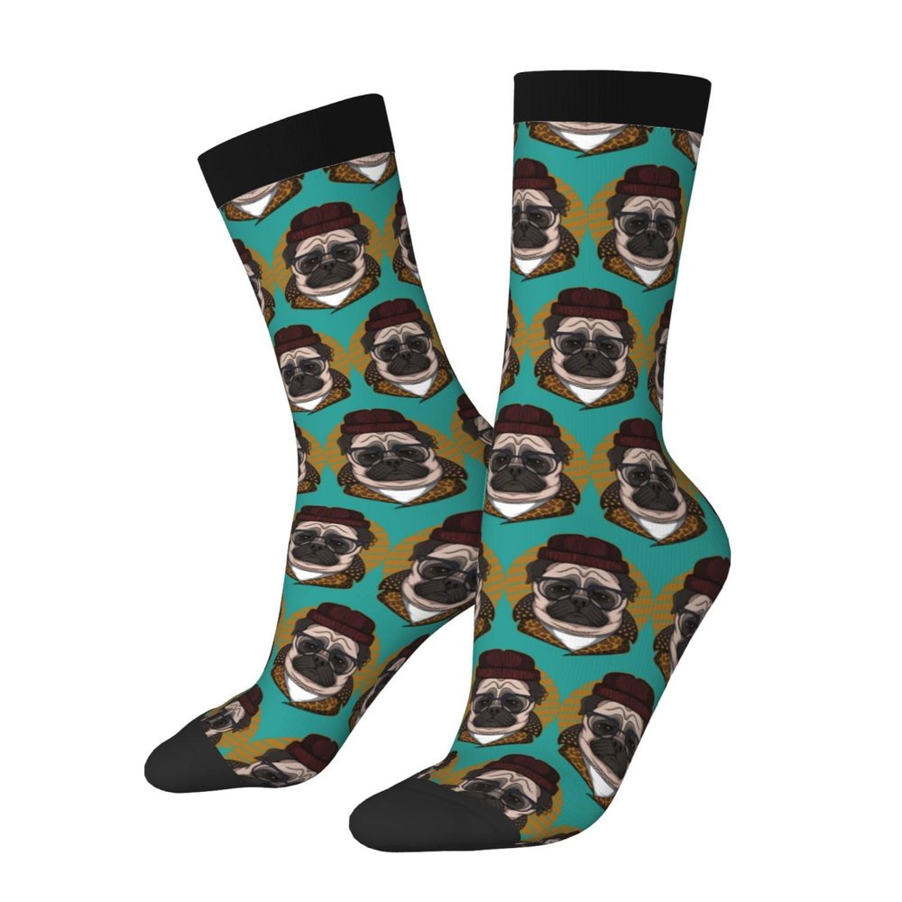 AWESOWE The Pug With The Hat Socks For Men Women Gift Sport Wicking Crew Socks Warm Cozy Socks