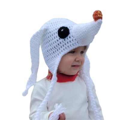 Knitted Hat for Kids 3-10Y Cartoon Animal Hat Elegant Crochet Headgear Winter Hat Children Headwear White