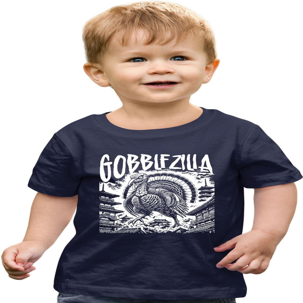 3T Navy Toddler Gobblezilla Funny Thanksgiving Monster Toddler T-Shirt