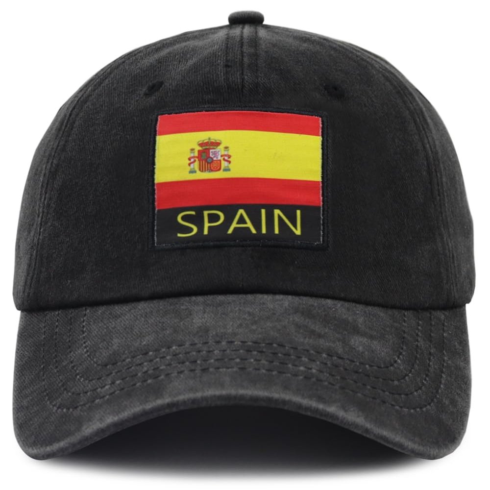 Spain Hats for Women Men, Spanish Flag Baseball Cap, Fathers Day Patriotic Christmas Birthday Gifts for Dad Mom Papa Mama Grandpa Husband Wife Black