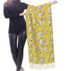 YELLOW chicken print Cashmere imitation tassel shawl Warm tassel scarf poncho shawl clothing accessory view 2