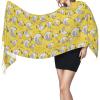 YELLOW chicken print Cashmere imitation tassel shawl Warm tassel scarf poncho shawl clothing accessory view 3