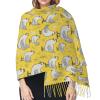 YELLOW chicken print Cashmere imitation tassel shawl Warm tassel scarf poncho shawl clothing accessory view 4