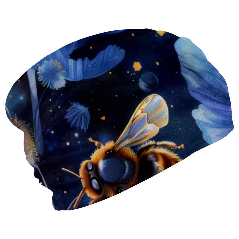 Dragon Sword Women Velvet Slouchy Beanie Hat Warm Winter Hats Skull Hats Cap for Men Blue Flowers Bees