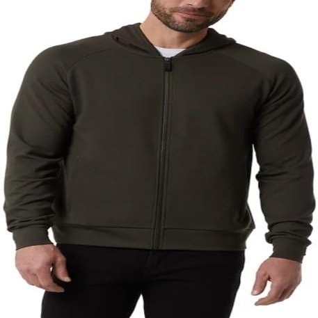 32 Degrees Heat Full Zip Cordless Textured Fabric Hoodie (US, Alpha, Small, Regular, Regular, Green)