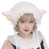 Cartoon Furry Lamb Hat Headgear with Lace for Girls Cosplay Bucket Hat Winter Headwear Cosplay Party Supplies White view 1