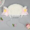 Cartoon Furry Lamb Hat Headgear with Lace for Girls Cosplay Bucket Hat Winter Headwear Cosplay Party Supplies White view 3