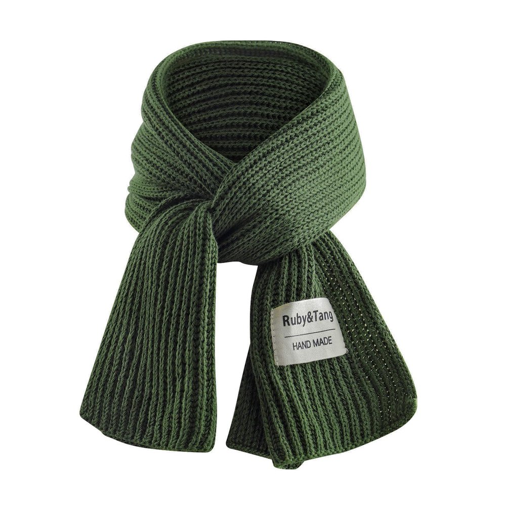 Ruby&Tang Kids Green Scarf Winter Warm Soft Children Knit Cotton Toddler Classic Scarves For Boys Girls 1-6Years