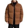 Men's Solid Color Loose Puffer Jacket Full Zipper Windproof Down Coat Stand Collar Warm Padded Jackets (Coffee,XX-Large) view 1