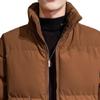 Men's Solid Color Loose Puffer Jacket Full Zipper Windproof Down Coat Stand Collar Warm Padded Jackets (Coffee,XX-Large) view 4
