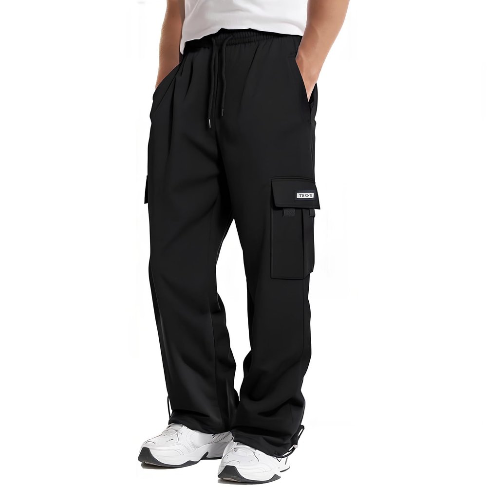 Baggy Cargo Pants Men Casual Drawstring Waist Open Bottom Sweatpants Lightweight Loose Fit Work Pants Multi Pockets Camping Hiking Pants Mens Lightweight Outdoor Work Pants Mens Stretch Travel Pants
